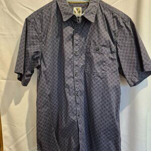 Voyager Short Sleeve Blue Shirt with Diamond Pattern